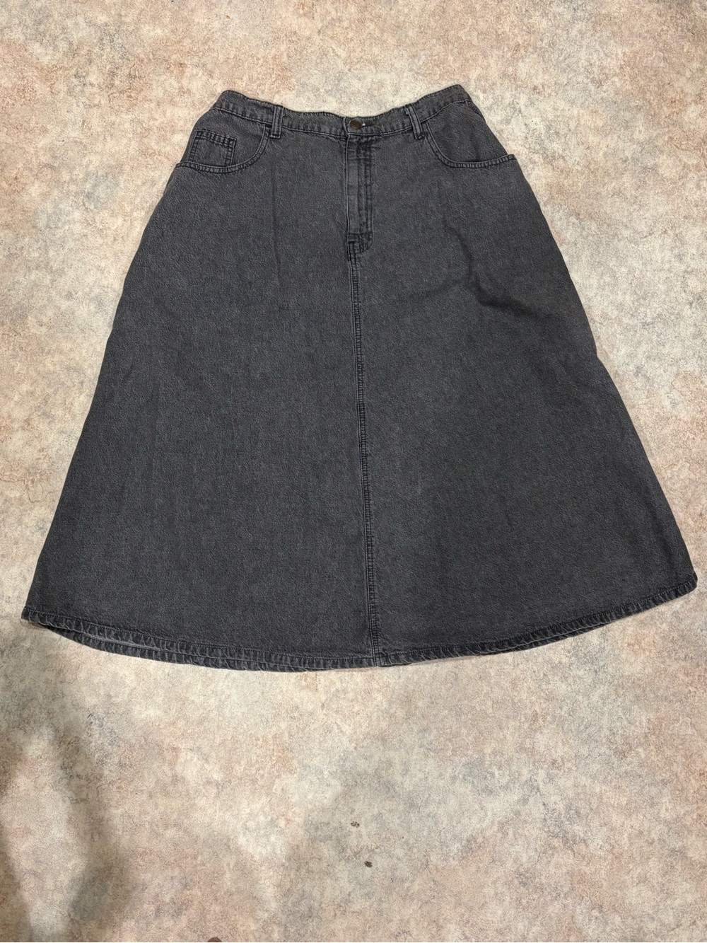 L.L. Bean Black Denim A-Line Skirt Vintage 1980s